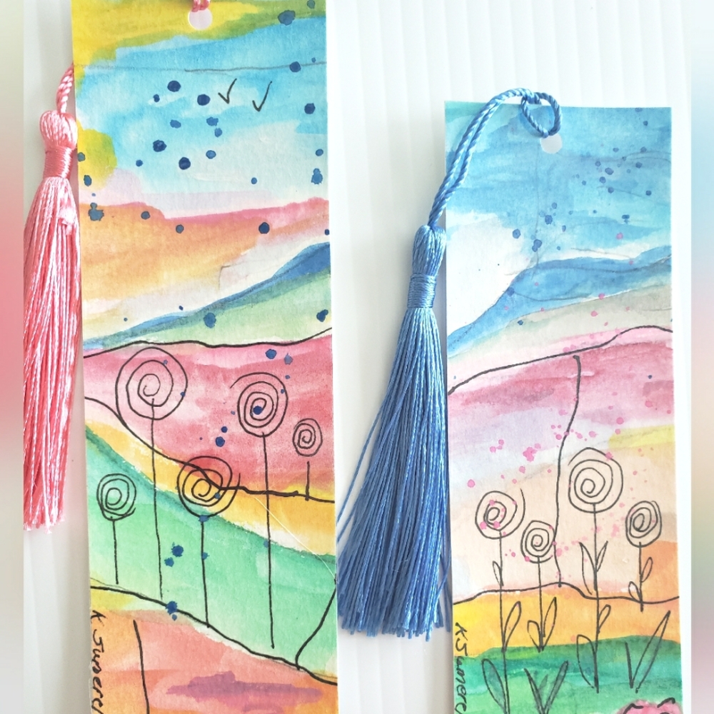 Handmade Watercolor Bookmarks with Tassels